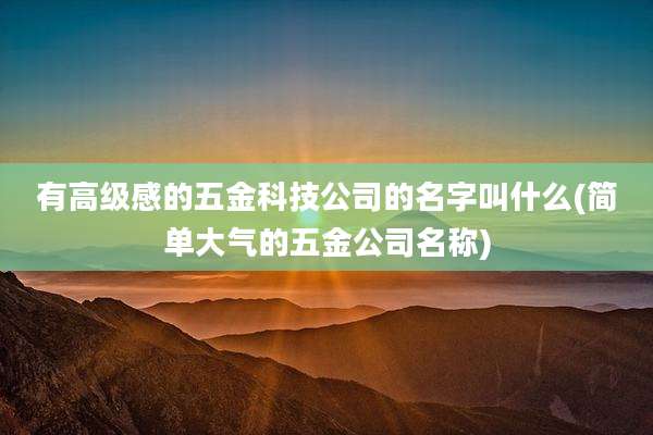 有高级感的五金科技公司的名字叫什么(简单大气的五金公司名称)