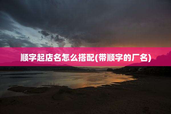 顺字起店名怎么搭配(带顺字的厂名)