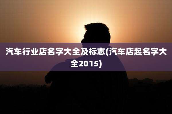 汽车行业店名字大全及标志(汽车店起名字大全2015)