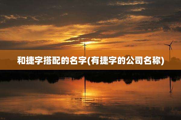 和捷字搭配的名字(有捷字的公司名称)