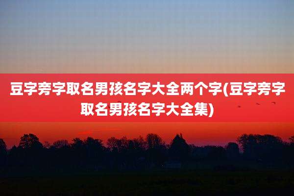 豆字旁字取名男孩名字大全两个字(豆字旁字取名男孩名字大全集)