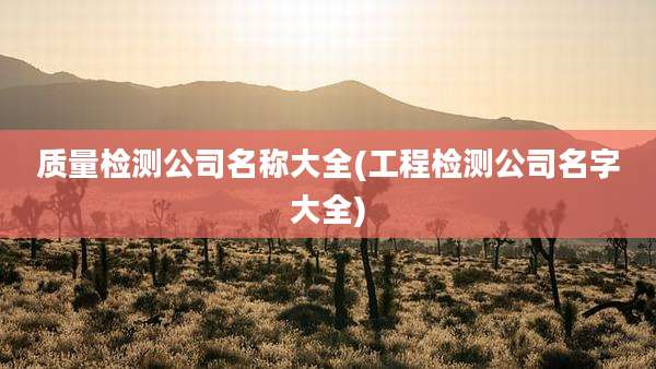 质量检测公司名称大全(工程检测公司名字大全)