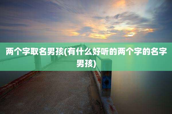 两个字取名男孩(有什么好听的两个字的名字男孩)