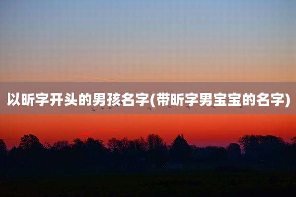 以昕字开头的男孩名字(带昕字男宝宝的名字)