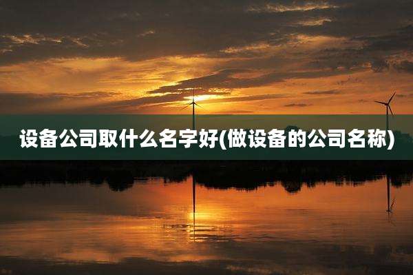 设备公司取什么名字好(做设备的公司名称)
