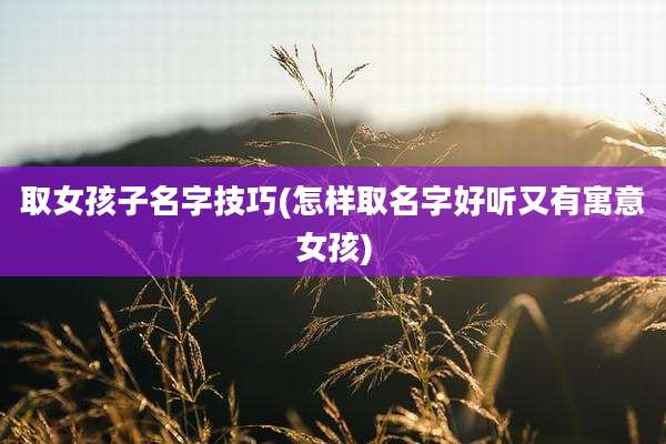 取女孩子名字技巧(怎样取名字好听又有寓意女孩)