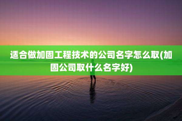 适合做加固工程技术的公司名字怎么取(加固公司取什么名字好)