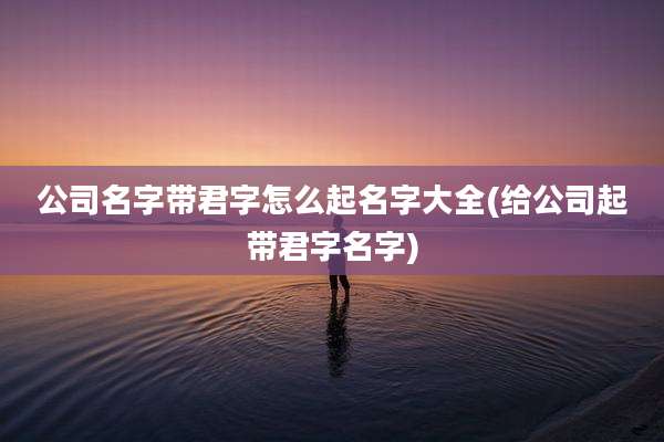 公司名字带君字怎么起名字大全(给公司起带君字名字)