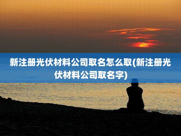 新注册光伏材料公司取名怎么取(新注册光伏材料公司取名字)