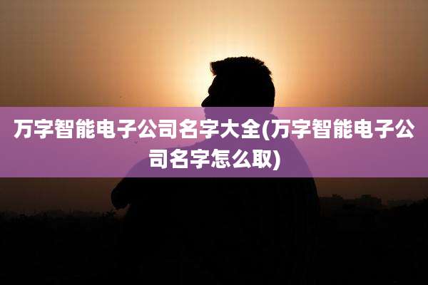 万字智能电子公司名字大全(万字智能电子公司名字怎么取)