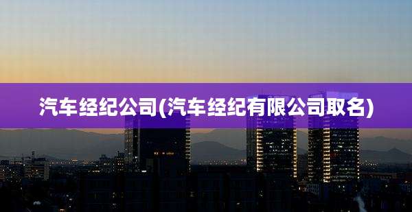 汽车经纪公司(汽车经纪有限公司取名)