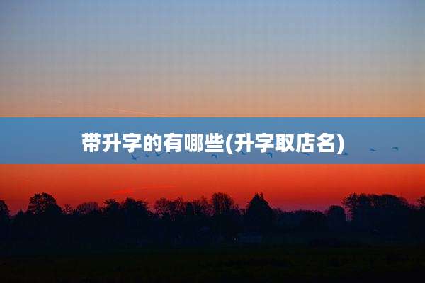 带升字的有哪些(升字取店名)
