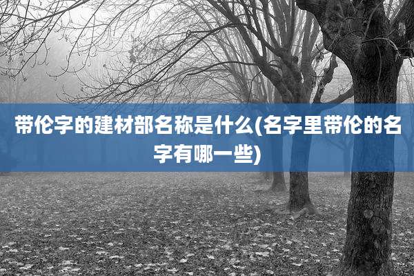 带伦字的建材部名称是什么(名字里带伦的名字有哪一些)