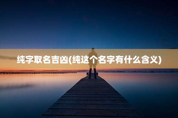 纯字取名吉凶(纯这个名字有什么含义)