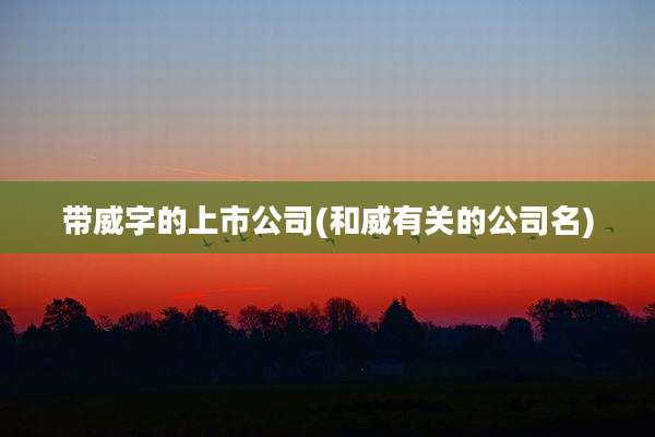 带威字的上市公司(和威有关的公司名)