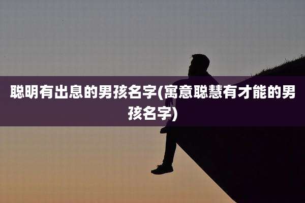 聪明有出息的男孩名字(寓意聪慧有才能的男孩名字)