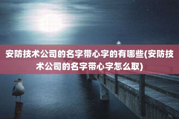 安防技术公司的名字带心字的有哪些(安防技术公司的名字带心字怎么取)