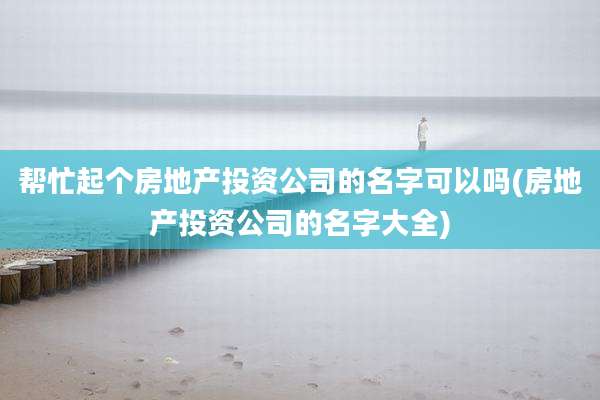 帮忙起个房地产投资公司的名字可以吗(房地产投资公司的名字大全)