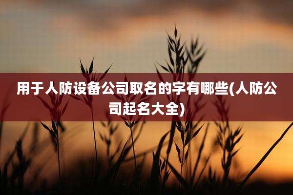 用于人防设备公司取名的字有哪些(人防公司起名大全)