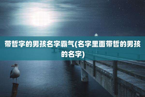 带哲字的男孩名字霸气(名字里面带哲的男孩的名字)