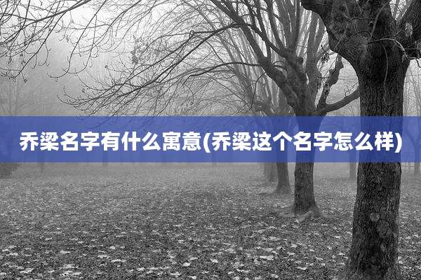 乔梁名字有什么寓意(乔梁这个名字怎么样)
