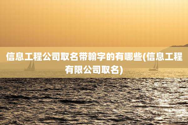 信息工程公司取名带翰字的有哪些(信息工程有限公司取名)