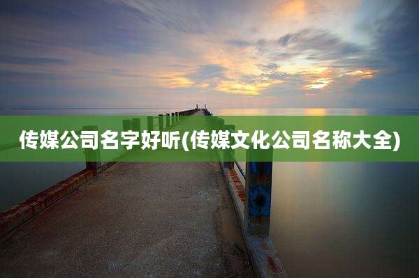 传媒公司名字好听(传媒文化公司名称大全)