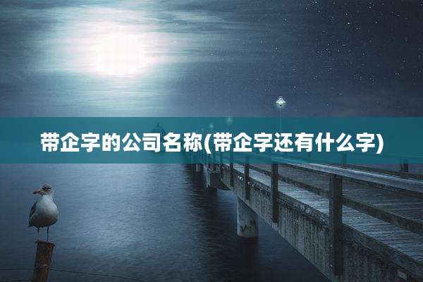 带企字的公司名称(带企字还有什么字)