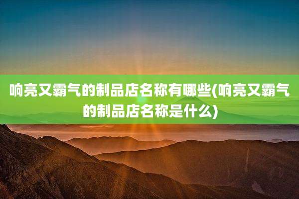 响亮又霸气的制品店名称有哪些(响亮又霸气的制品店名称是什么)