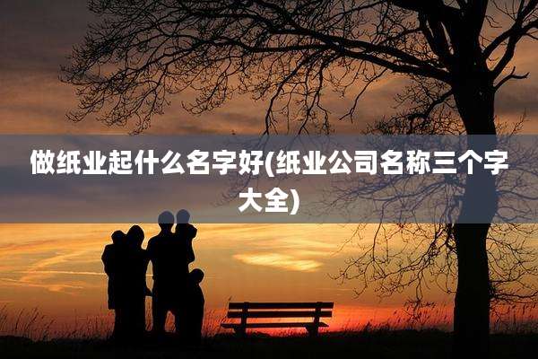 做纸业起什么名字好(纸业公司名称三个字大全)