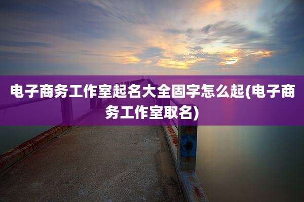 电子商务工作室起名大全固字怎么起(电子商务工作室取名)