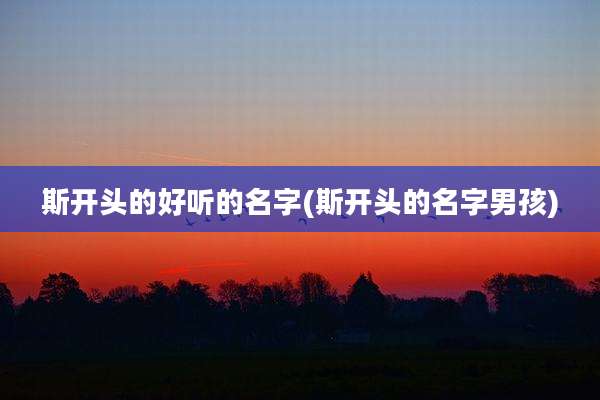 斯开头的好听的名字(斯开头的名字男孩)