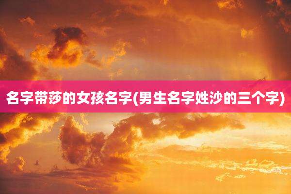名字带莎的女孩名字(男生名字姓沙的三个字)