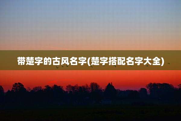 带楚字的古风名字(楚字搭配名字大全)