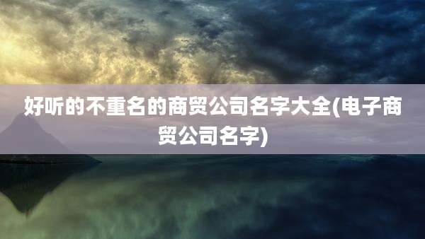 好听的不重名的商贸公司名字大全(电子商贸公司名字)