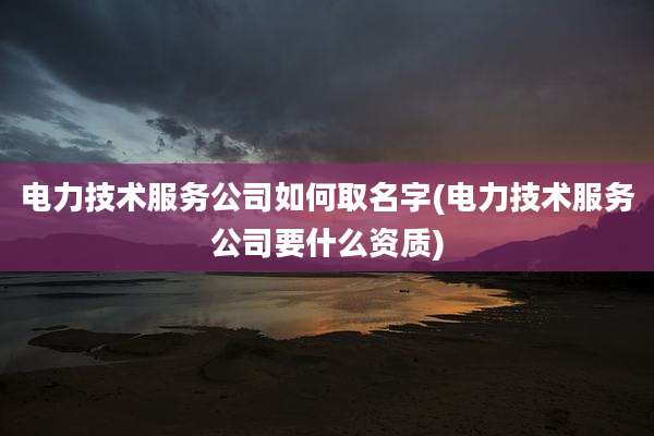 电力技术服务公司如何取名字(电力技术服务公司要什么资质)