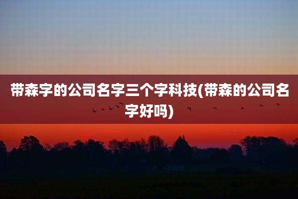 带森字的公司名字三个字科技(带森的公司名字好吗)