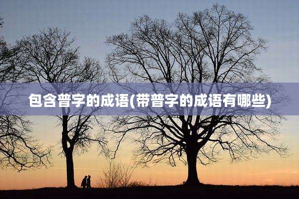 包含普字的成语(带普字的成语有哪些)