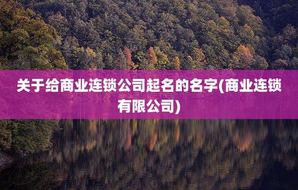 关于给商业连锁公司起名的名字(商业连锁有限公司)