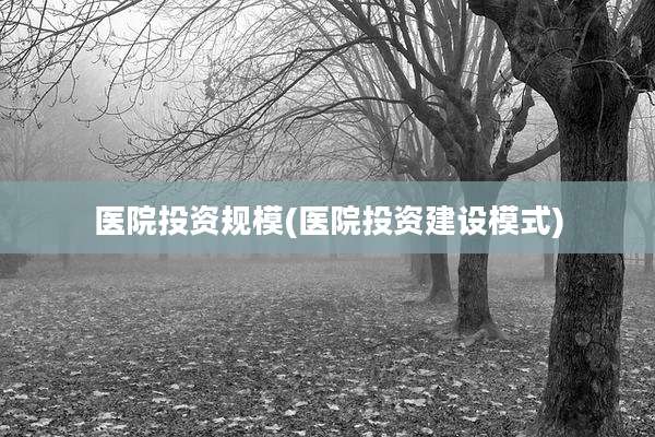 医院投资规模(医院投资建设模式)