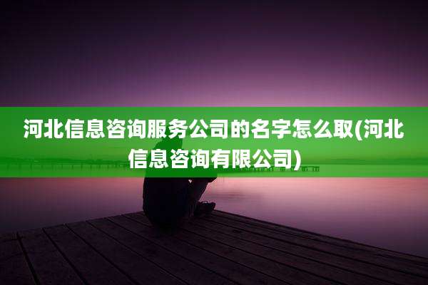 河北信息咨询服务公司的名字怎么取(河北信息咨询有限公司)