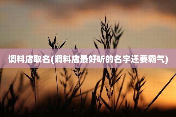 调料店取名(调料店最好听的名字还要霸气)