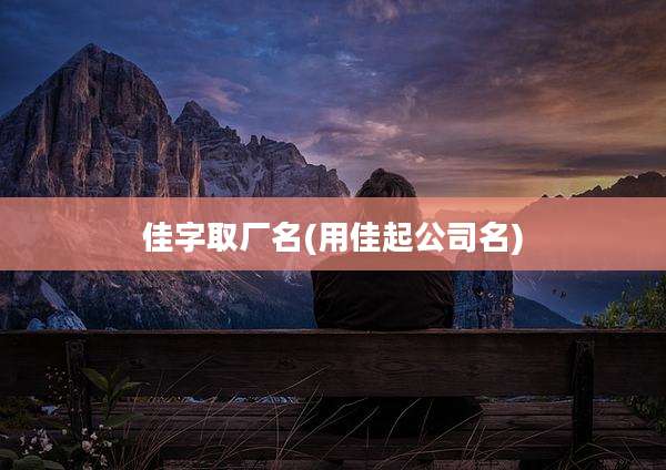 佳字取厂名(用佳起公司名)