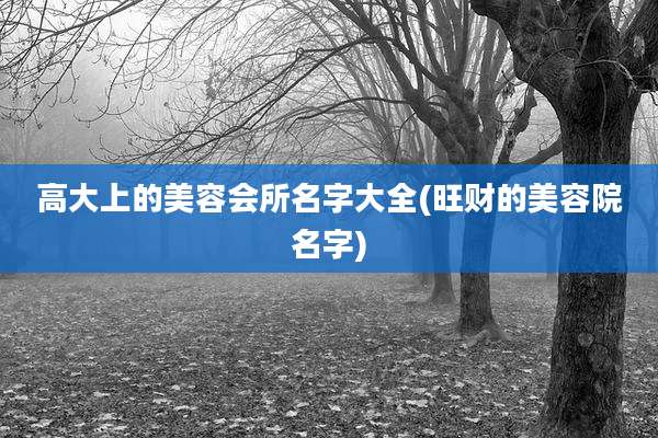 高大上的美容会所名字大全(旺财的美容院名字)