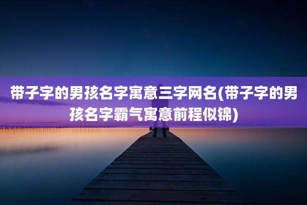 带子字的男孩名字寓意三字网名(带子字的男孩名字霸气寓意前程似锦)