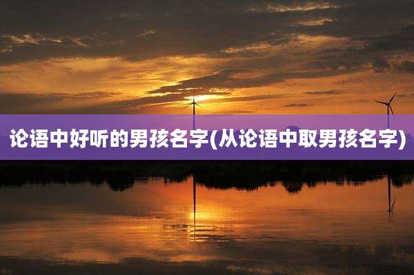 论语中好听的男孩名字(从论语中取男孩名字)