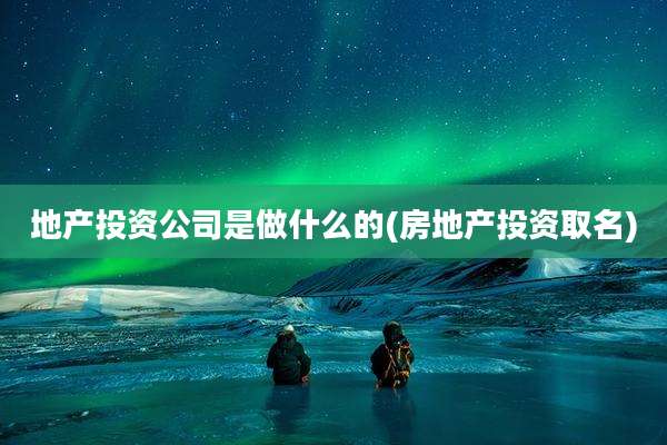 地产投资公司是做什么的(房地产投资取名)
