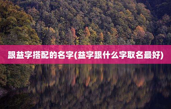 跟益字搭配的名字(益字跟什么字取名最好)