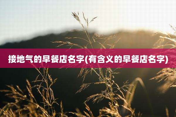 接地气的早餐店名字(有含义的早餐店名字)