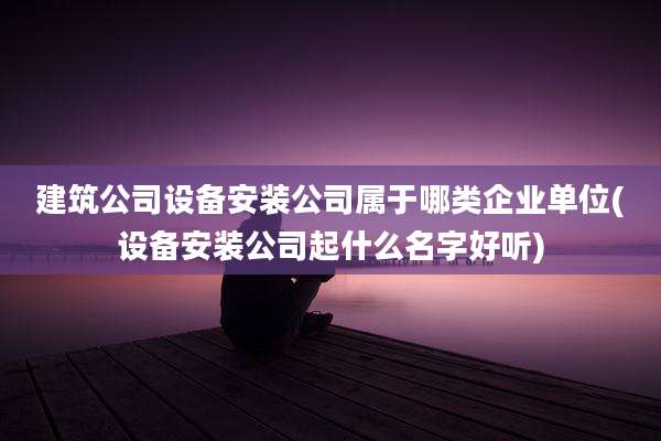 建筑公司设备安装公司属于哪类企业单位(设备安装公司起什么名字好听)